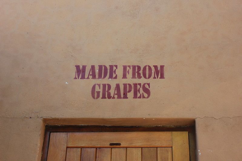 Craig's first cellar in Lammershoek, with 'Made From Grapes' stencilled above the door. 