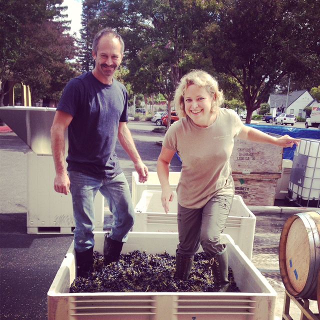Pressing grapes