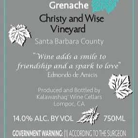 2021 Grenache - Christy and Wise Vineyard - Master